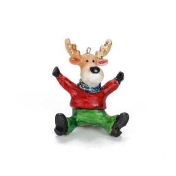 Customizable Sitting Deer Blown Glass Ornament Christmas Decoration