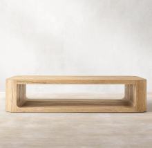 Modern Contemporary Rectangular Solid Oak Wood Coffee Table for Living Room