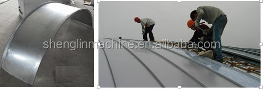 Curving machine for standing seam profile