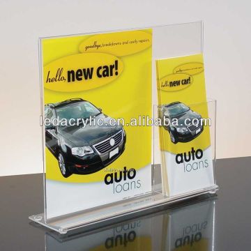 Vertical Clear Acrylic Sign Holder With Brochure Pocket