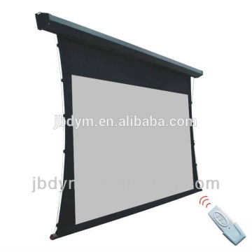 Tubular motor electric tab-tensioned projection screen