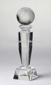 Optical Crystal Facetted Column Globe Award MH-J0704
