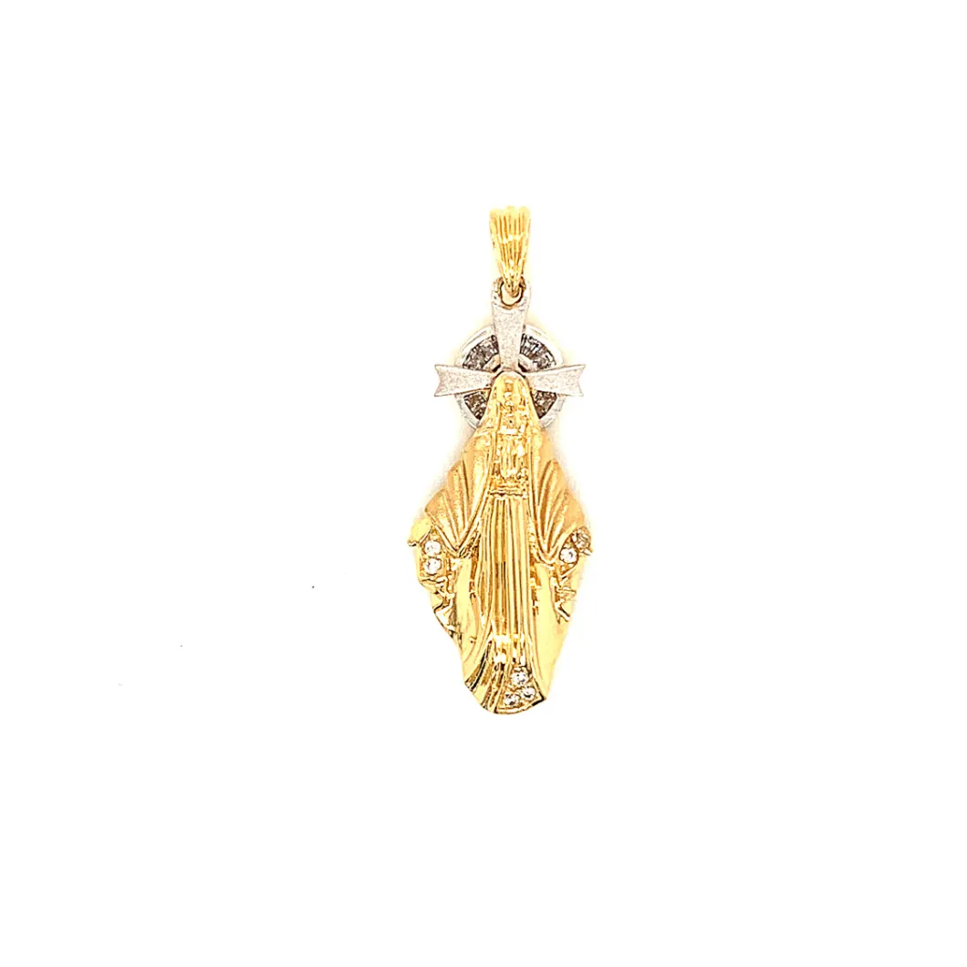 Virgin Mary 925 Sterling Silver Pendant with Gold Plating