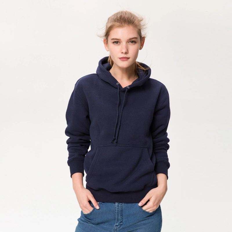 Grey Pullover Rib-Knit Cuff Hoodie Printing Cotton Warm Hoodie