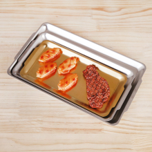 Stackable Rectangle Stainless Steel 304 Dinner Plate for BBQ Serving