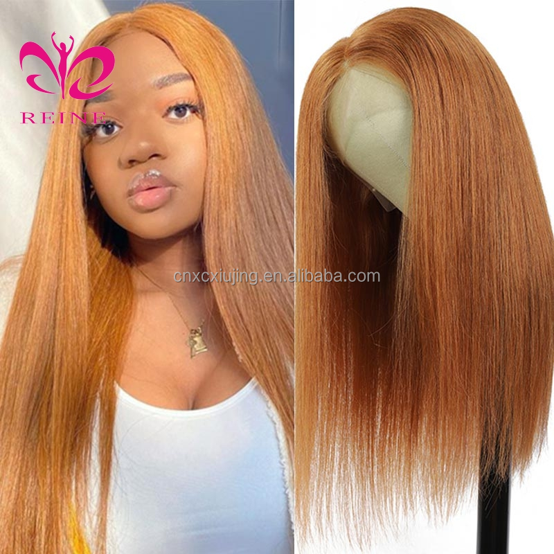 Reine  Brazilian Straight Human Hair Wig Pre-Plucked #30 Blonde 180 Density Lace Front Human Hair Wigs 13X4 Frontal Wig Remy