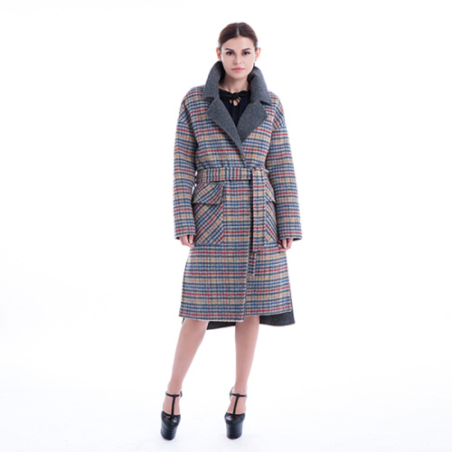 Coloured checked cashmere winter outwear