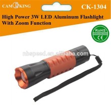 Telescopic flashlight,aluminum high power flashlight with rubber handle