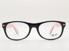Brand Name Full-rim Ray Ban Optical Eyeglass Black On White Texture  Frame Rb5184f 5014