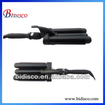 Aluminum ceramic coated tripe barrel black wave hair curling tong