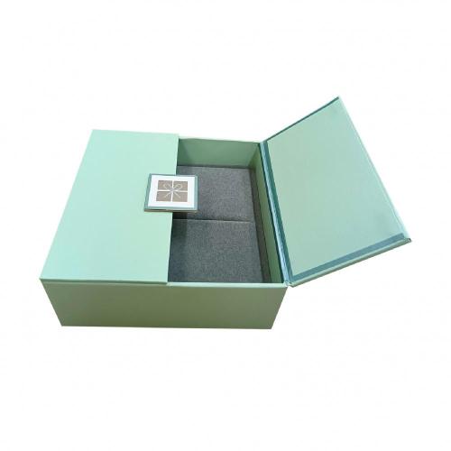 Customized logo green 2 doors jewelry paper box