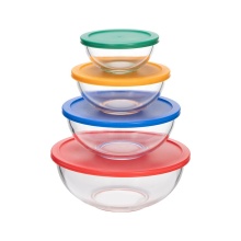 Clear Leakproof Reusable Safe Storage Micro Glass Mixing Bowl with PP Cover
