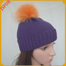 Jsfur Wholesale Cap And Hat Wool Felt Raccoon Fur Ball On Top