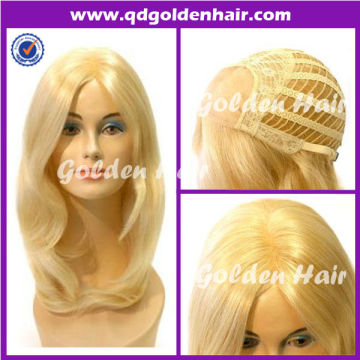 Golden Hair High Quality Virgin Remy Human Hair Mono Wig, Mono Top Wig,Monofilament Wig