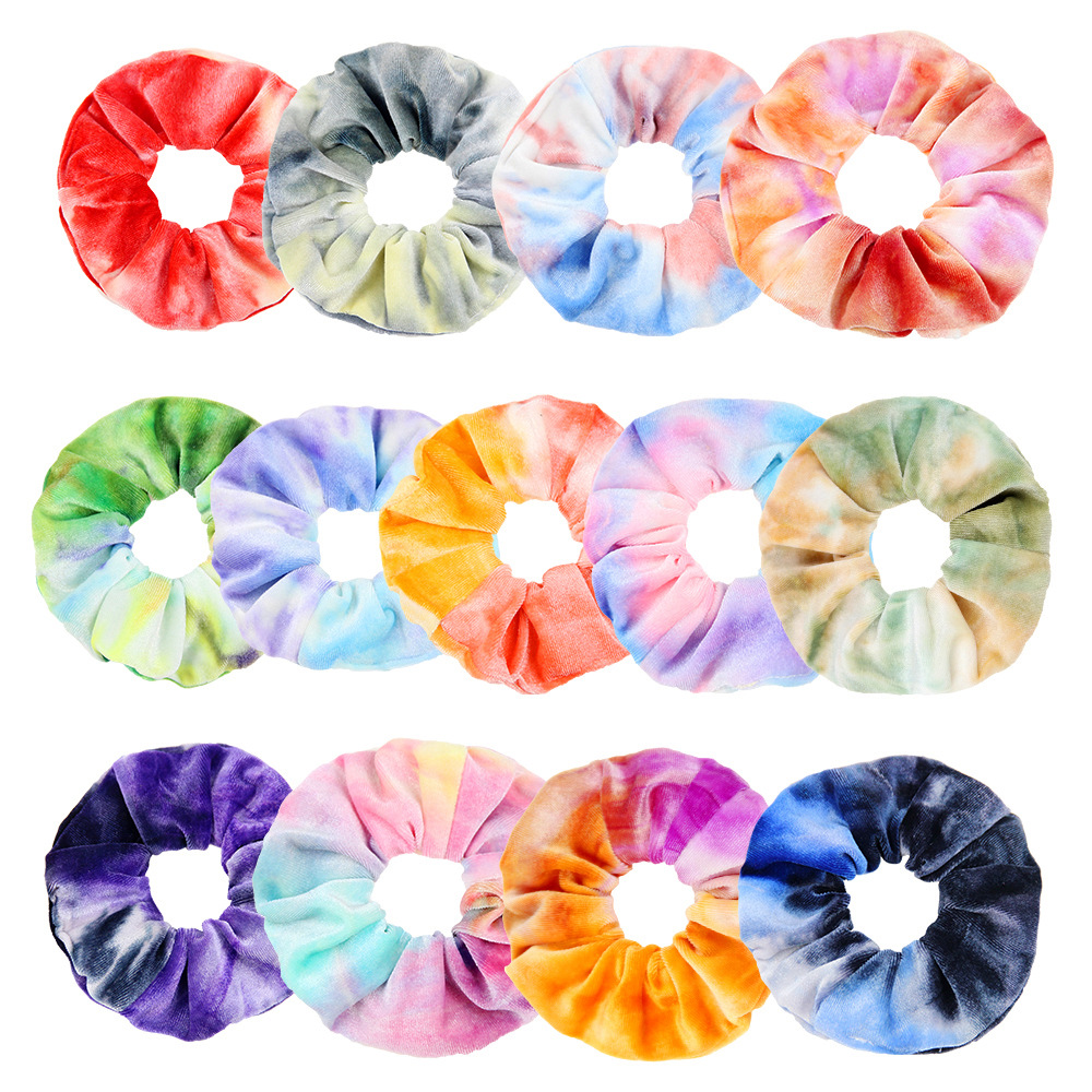 Schattige haarbanden Hoofdbanden Tie Dye Hair Band Volwassen Dames Velvet Materiaal Elastische ringbanden voor Girls Kids Rope