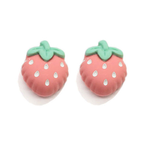 Leuke Kleurrijke Aardbei Resin Plaksteen Cabochon Resin Kralen Voor Sieraden Maken Accessoire Fruit Resin Charms