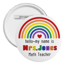 Personalized Teacher Name Tags & Button Pins - Custom My Name Is Badges for Lanyards