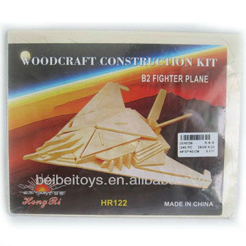 Wooden 3D Puzzle DIY Toy, DIY Wooden Fighter Plane