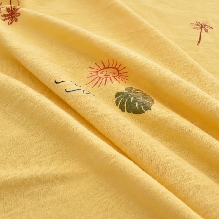 ผ้าฝ้าย 100% การพิมพ์สีผ้าถักเสื้อเดี่ยว