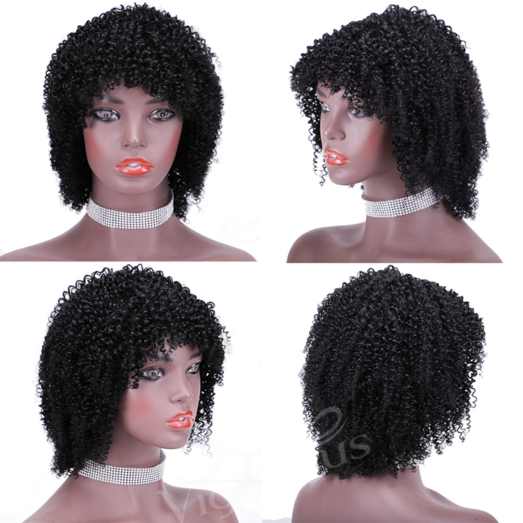 Short bob afro curly wholesale inch pixie cut wave black cheap glueless brazilian real human hair wigs black women