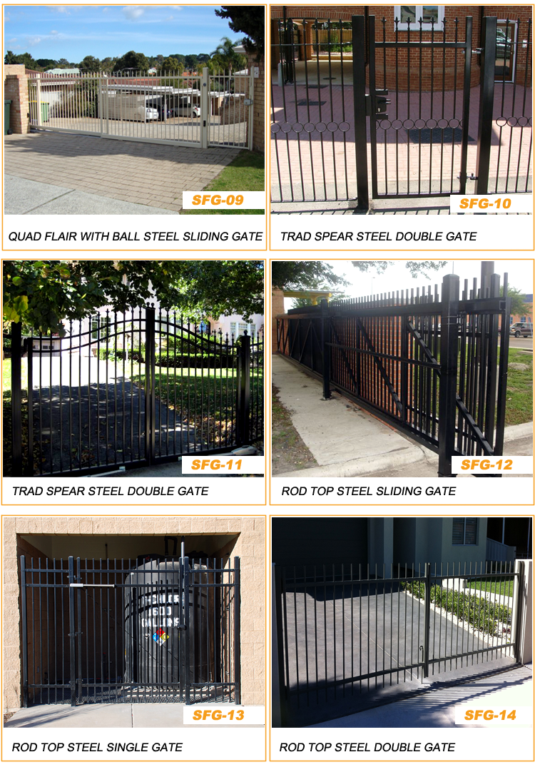 Elegant custom colors welded iron main gate designs for home