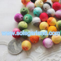 14MM Acrylic Rainbow Color Woven Wool Round Beads Chunky Covered Ball Beads