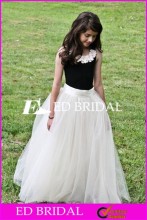 CE1182 2016 Latest Flower Neck Black and White Flower Girl Dress Patterns