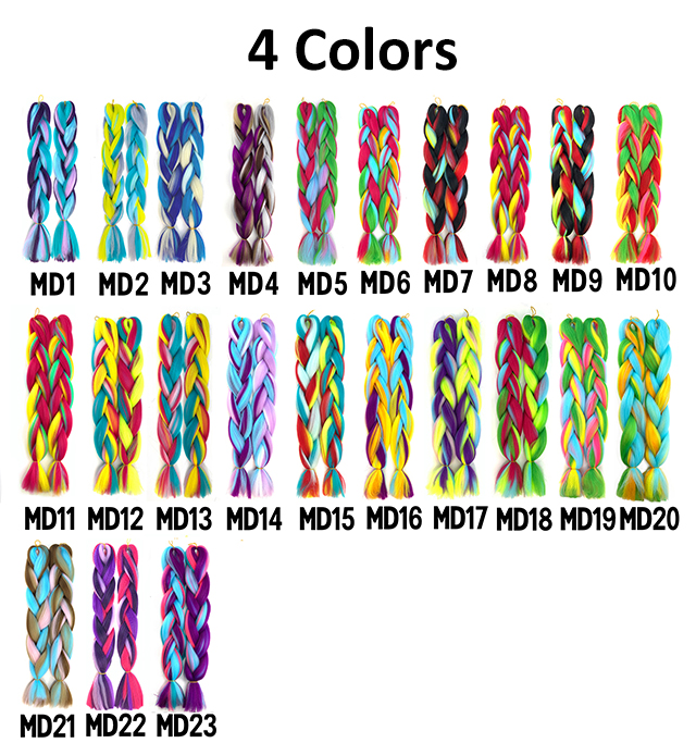 Ombre Jumbo Synthetic Braiding Hair Crochet Mix Colorful Synthetic Hair Extensions Jumbo Crochet Braids