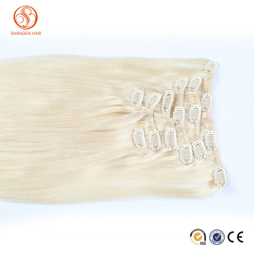 Unprocessed Wholesale Cheapest Human Hair Pieces Blonde Hair Full Head Cheap Colored Clip in Hair