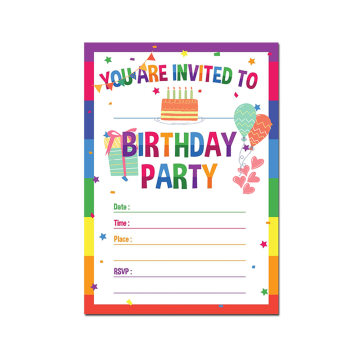 Customizable Birthday Invitation Cards with Envelopes for Kids' Parties