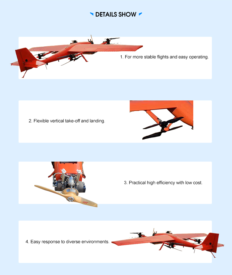 180P Fixed wing Long distance Industrial Drone for Inspection Survey Mapping Vtol drone UAV