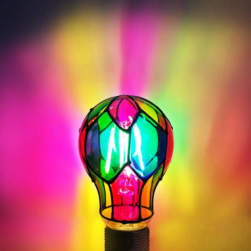 Dimmable Color LED Bulb, E26 Base Stained Glass Light for Festive Atmosphere