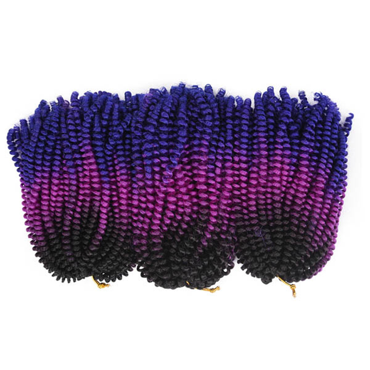 8in 30strands Custom popular hot selling soft  jumpy  lightweight spring twist japanese kanekalon fiber synthetic hair