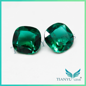 7*7 mm square cushion cut synthetic colobian raw blue green emeralds for sale