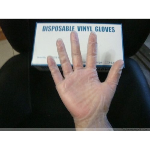 Guantes de vinilo desechables para alimentos con diferentes colores.