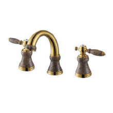 Blonde faucet in a split marble basin