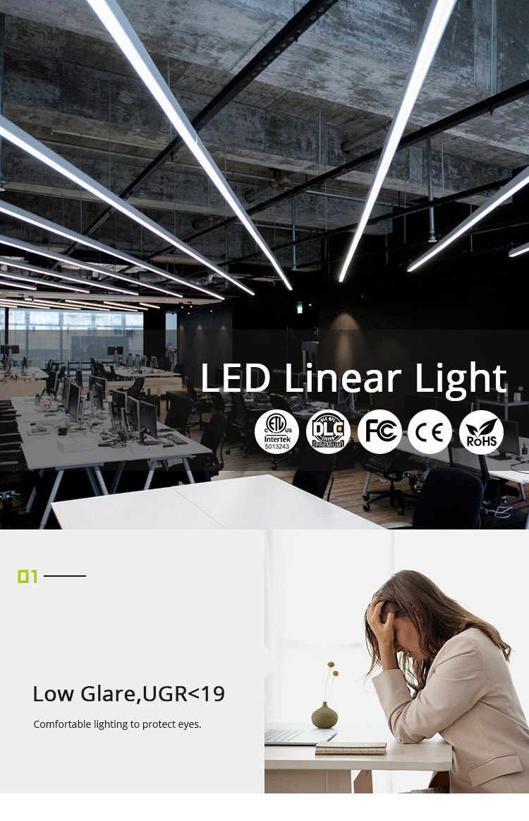 UGR 19 Office linkable led linear light, Black Linear Led Light, up and down led pendant light