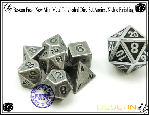 Bescon Fresh New Mini Metall Polyhedral Würfel Set Antike Nickel Finishing-7 Bescon Fresh New Mini Metal Polyhedral Dice Set Ancient Nickle Finishing-7