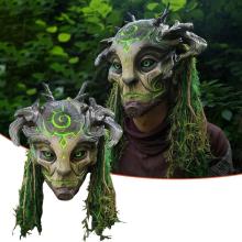 LED Green Elf Mask - Halloween Forest Elf King Luminous Latex Cosplay Mask