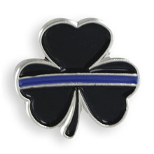 Uniquely Designed Thin Blue Line Shamrock Lapel Pin