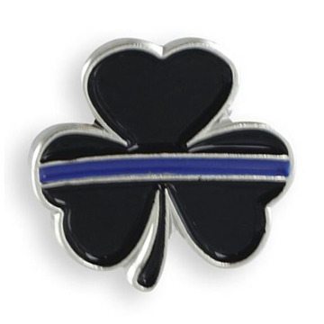 Uniquely Designed Thin Blue Line Shamrock Lapel Pin