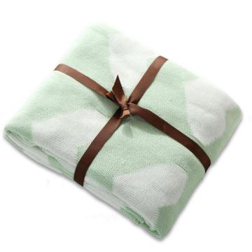 White Green machine knitting baby cotton blanket rug