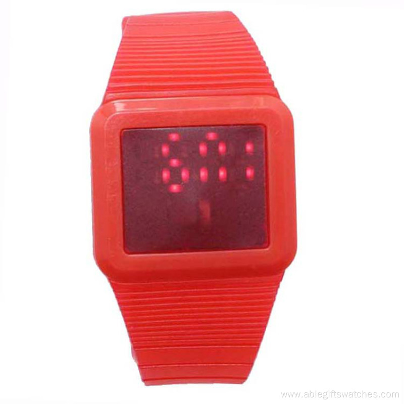 New Popular Square Silicone Digital Touch Watch For Unisex