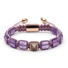 GOLDIX Jewelry: Premium Amethyst and Golden Pyramids Beads Bracelets - Healing Adjustable Wholesale Bracelets