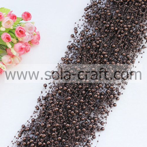 Top selling dark coffee color imitation faux pearl beaded wrap with 3&8mm