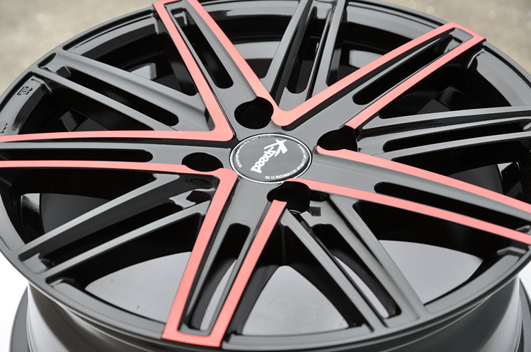 China manufacture wholesale custom 15x6.5 inch black and red car alloy wheel rims with 4 holes