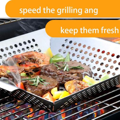 Grill Basket Pan Smoker Grilling Barbecue