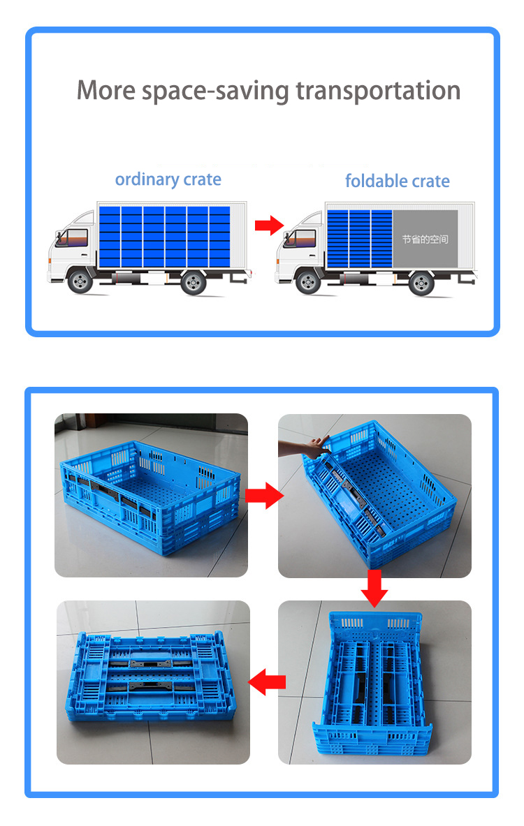 Plastic Rectangular Large Industrial Storage Box Foldable Fruit Box Factory Turnover Crate Box