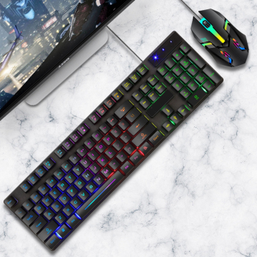 Wired Mechanical Gaming Mouse and Keyboard Combos with RGB Back-lit