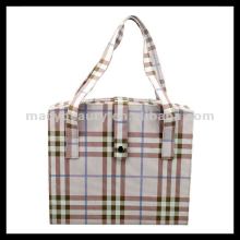 Square brown and pink tartan Cosmetic train case